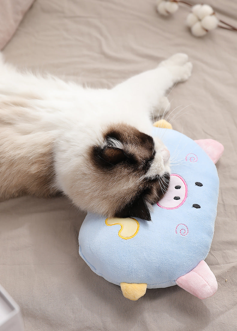 Pillow for Cats & Puppy, Cat Neck Pillow Soft Fluffy Pet Calming Toy Half Donut Cuddler, U-Shaped Pillow for Pet, Joint Relief Sleeping Improve