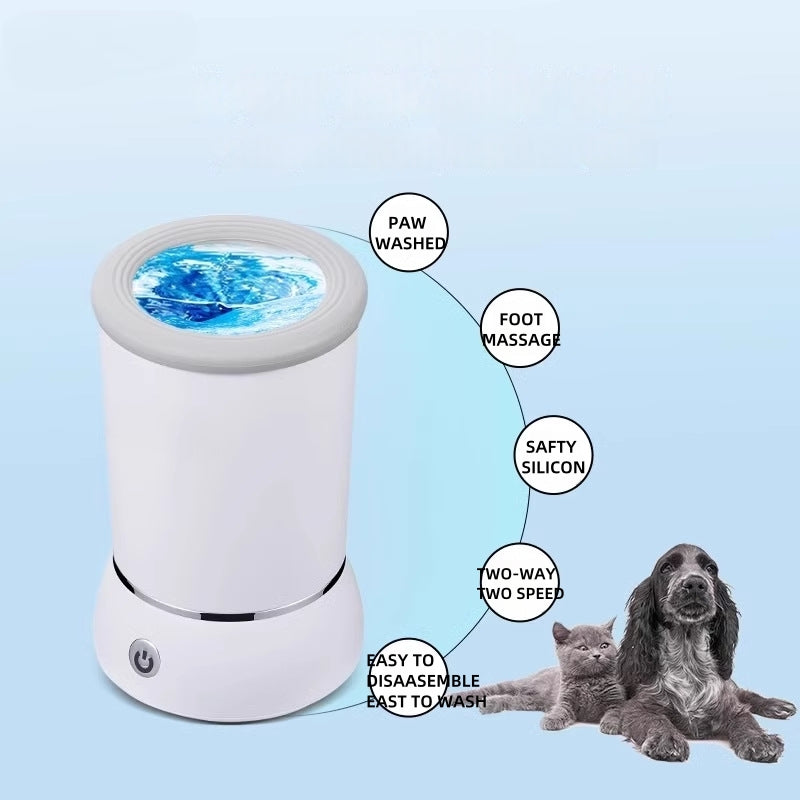 Automatic Pet Paw Washer with Silicone Bristles - Electric Pet Paw Cleaner Cup for Dog and Cat Muddy Claws, Portable Pet Paw Cleaner with USB Charging Pet Feet Washer, Designed for Small to Medium Cats Dogs(One Pet Brush and One Towel Free Gifts)