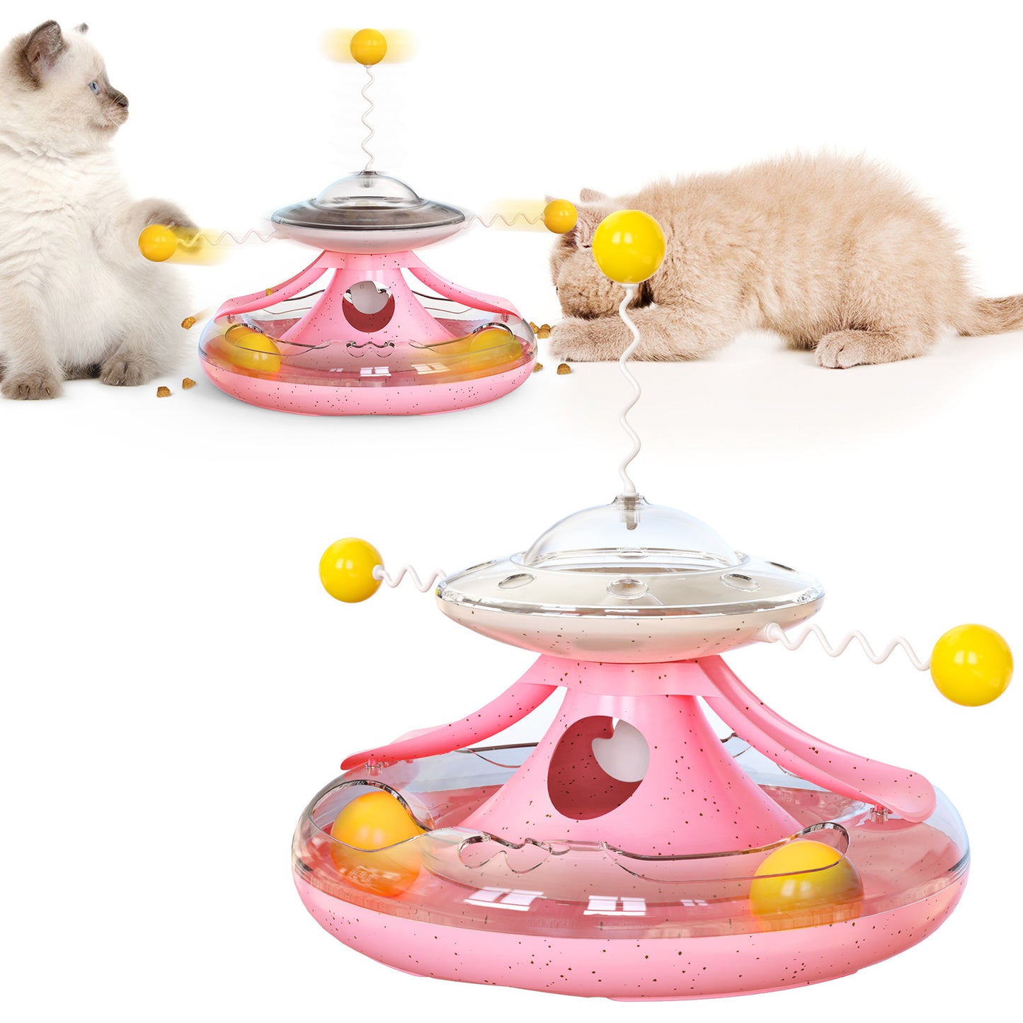 Cat Toys, Cat Toys for Indoor Cats,Interactive Kitten Toys Roller Tracks with Catnip Spring Pet Toy with Exercise Balls Teaser