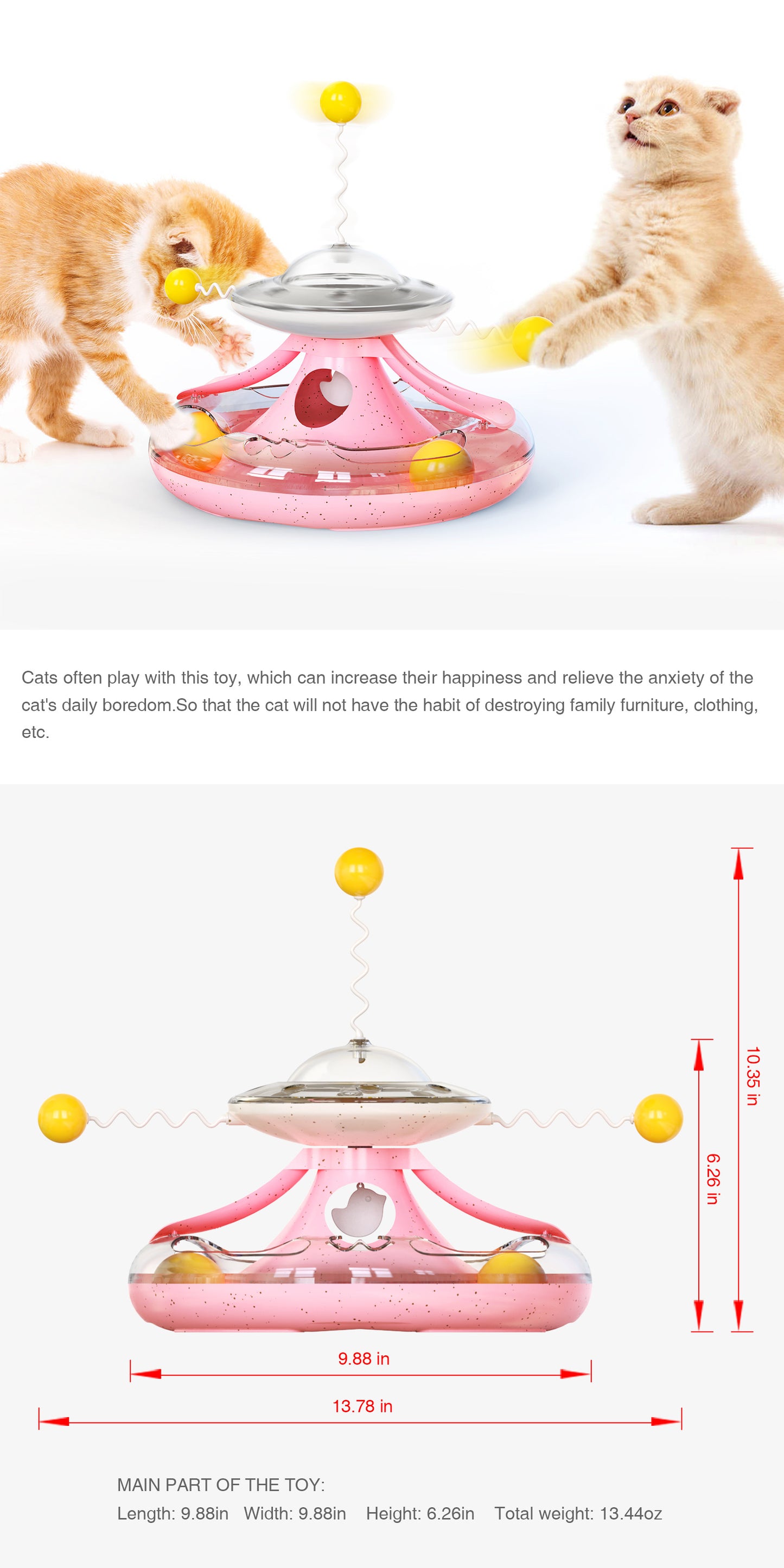 Cat Toys, Cat Toys for Indoor Cats,Interactive Kitten Toys Roller Tracks with Catnip Spring Pet Toy with Exercise Balls Teaser