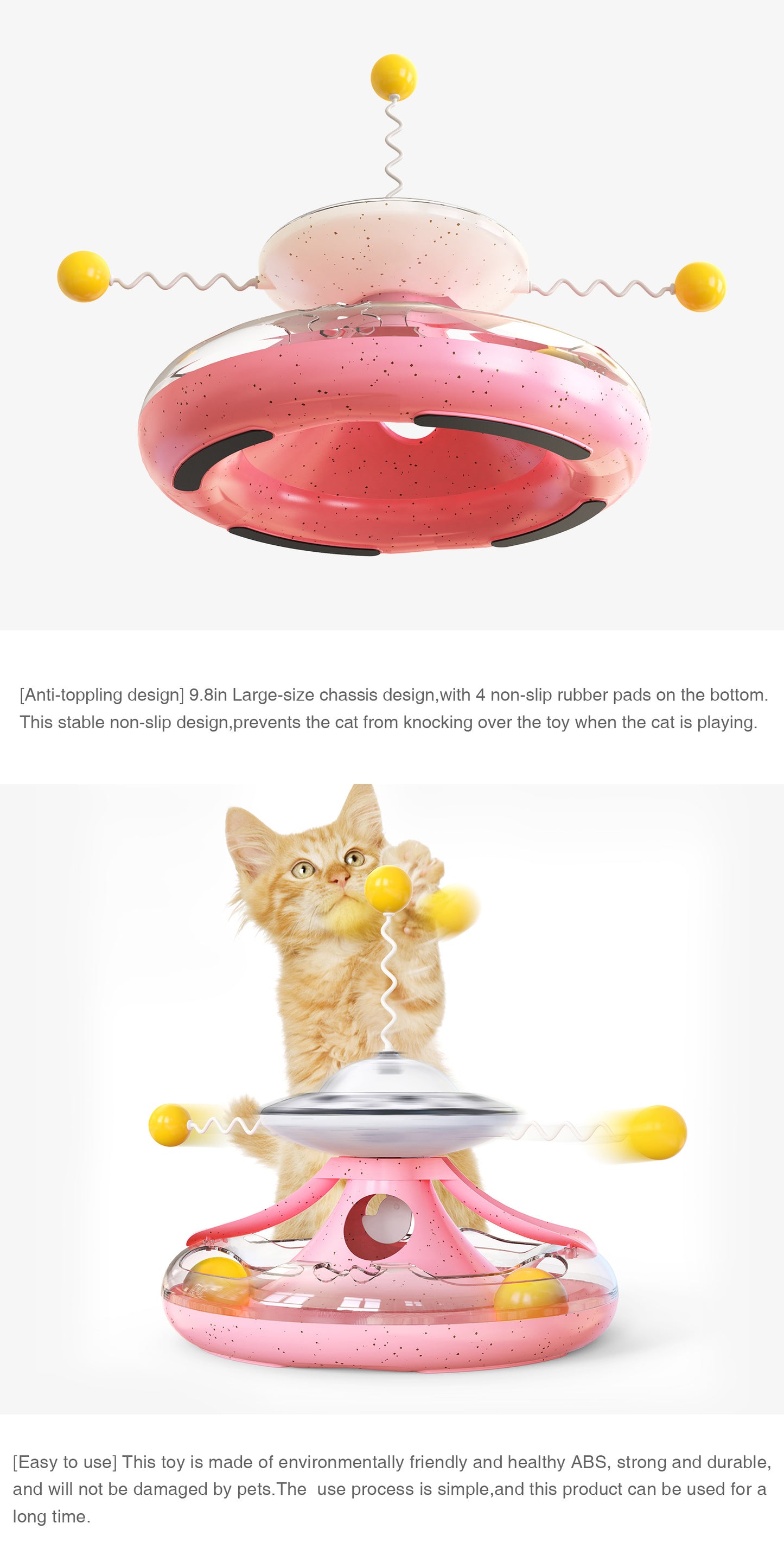 Cat Toys, Cat Toys for Indoor Cats,Interactive Kitten Toys Roller Tracks with Catnip Spring Pet Toy with Exercise Balls Teaser