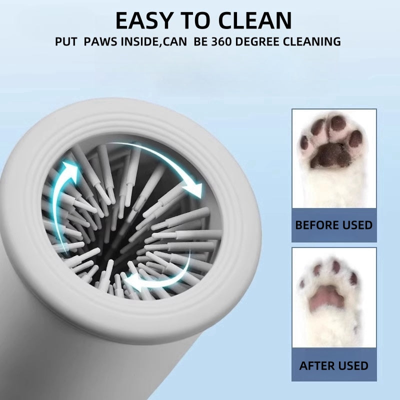 Automatic Pet Paw Washer with Silicone Bristles - Electric Pet Paw Cleaner Cup for Dog and Cat Muddy Claws, Portable Pet Paw Cleaner with USB Charging Pet Feet Washer, Designed for Small to Medium Cats Dogs(One Pet Brush and One Towel Free Gifts)