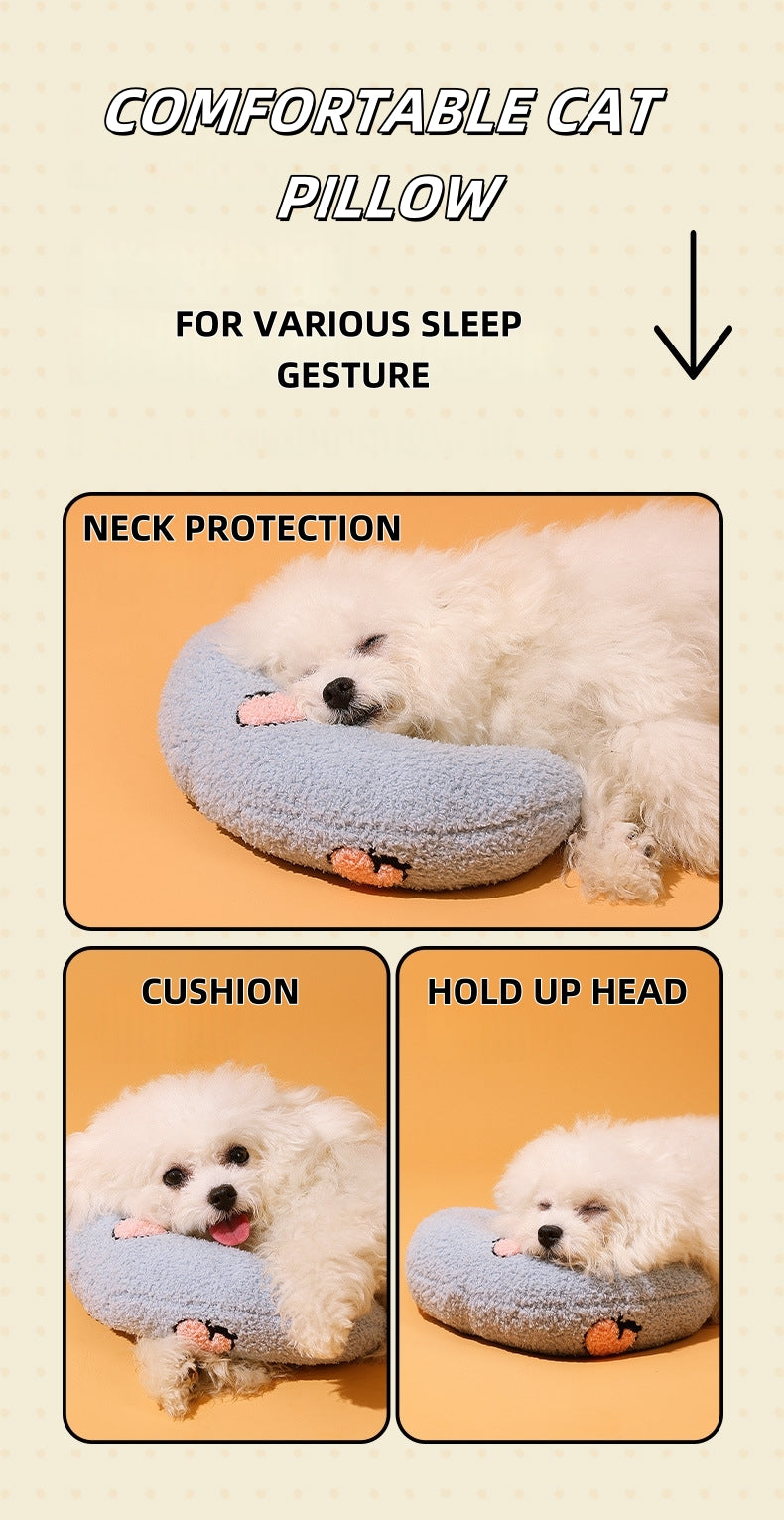 3 In 1  Pillow for pets, Ultra Soft Fluffy Pet Calming Toy Half Donut Cuddler, U-Shaped Pillow for Pet Cervical Protection Sleeping Improved(3 colors in 1 packed  in super good  price )