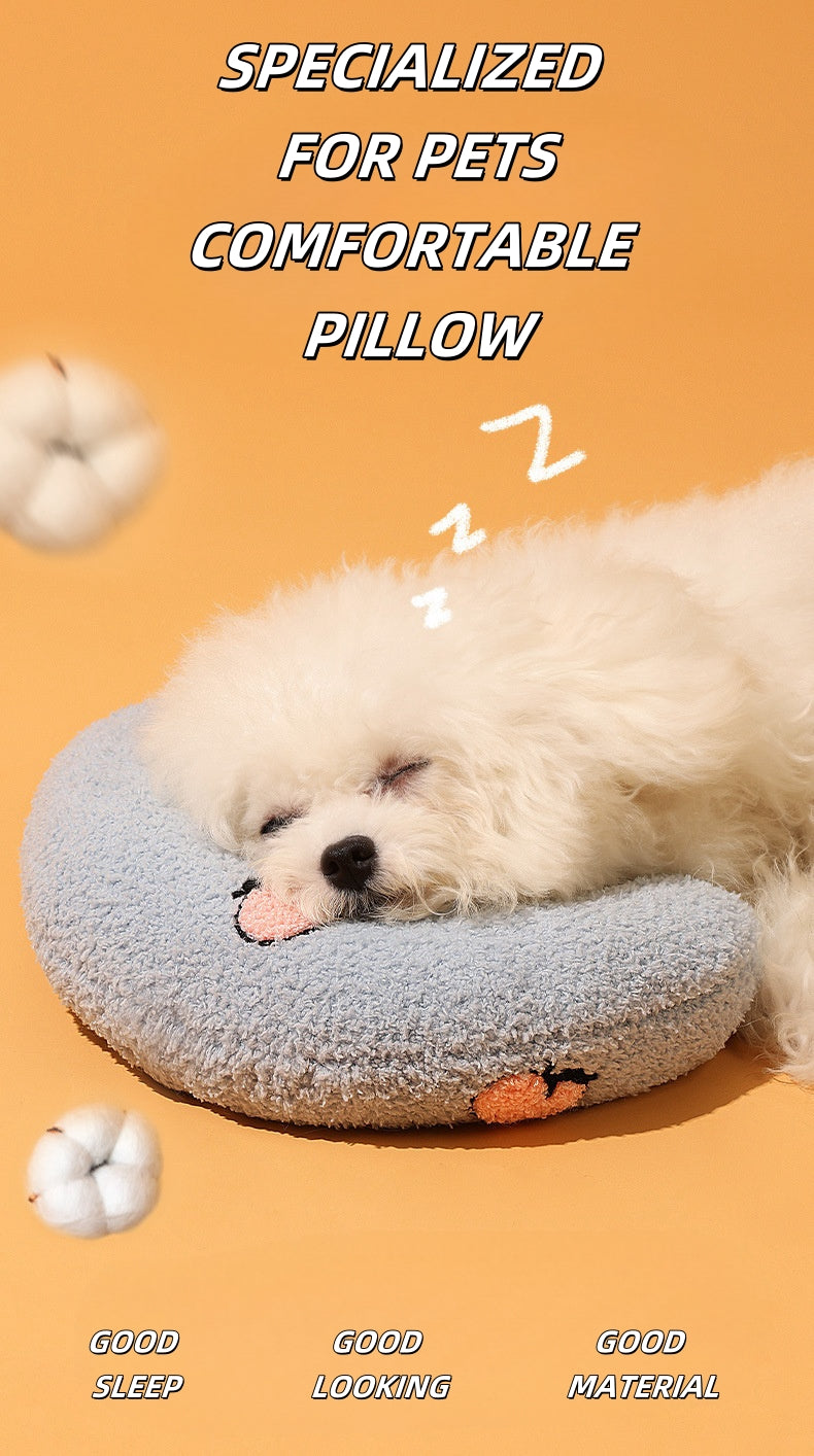 Pillow for pets, Ultra Soft Fluffy Pet Calming Toy Half Donut Cuddler, U-Shaped Pillow for Pet Cervical Protection Sleeping Improved(3 in 1 packed  in good  price for choice)