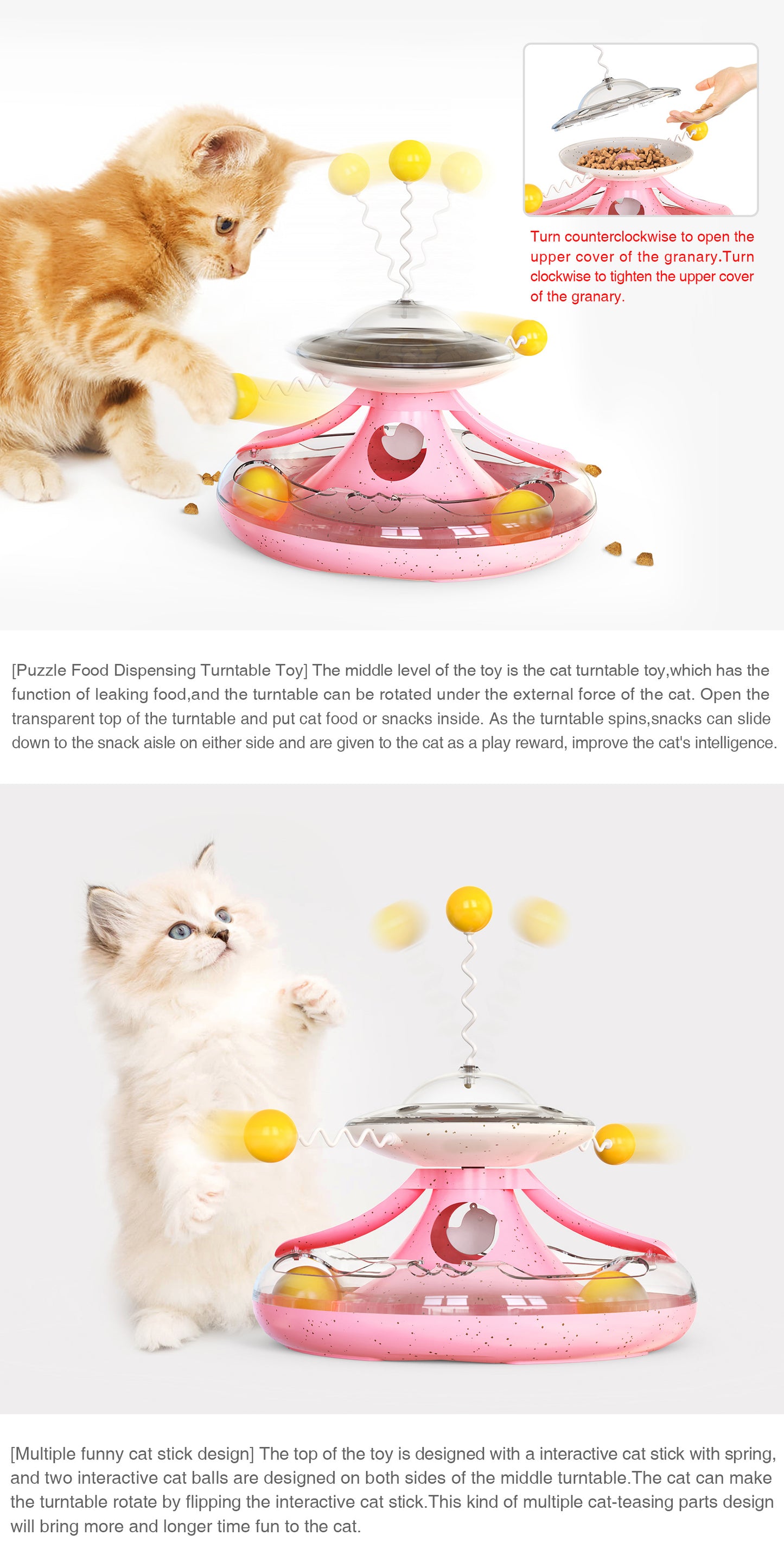 Cat Toys, Cat Toys for Indoor Cats,Interactive Kitten Toys Roller Tracks with Catnip Spring Pet Toy with Exercise Balls Teaser