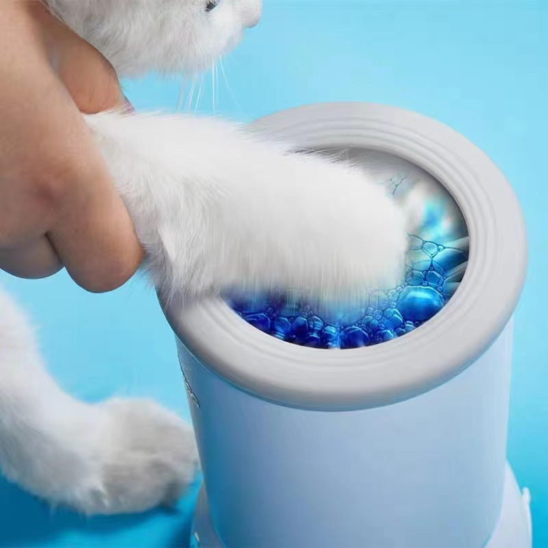 Automatic Pet Paw Washer with Silicone Bristles - Electric Pet Paw Cleaner Cup for Dog and Cat Muddy Claws, Portable Pet Paw Cleaner with USB Charging Pet Feet Washer, Designed for Small to Medium Cats Dogs(One Pet Brush and One Towel Free Gifts)